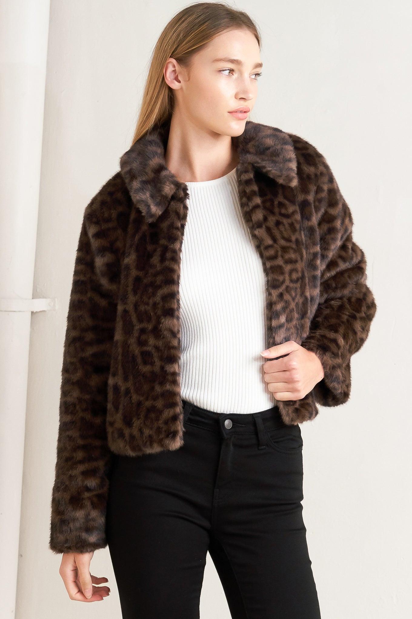 Wild Fame Faux Leather Jacket in brown, view 6 — Soul Flow Apparel