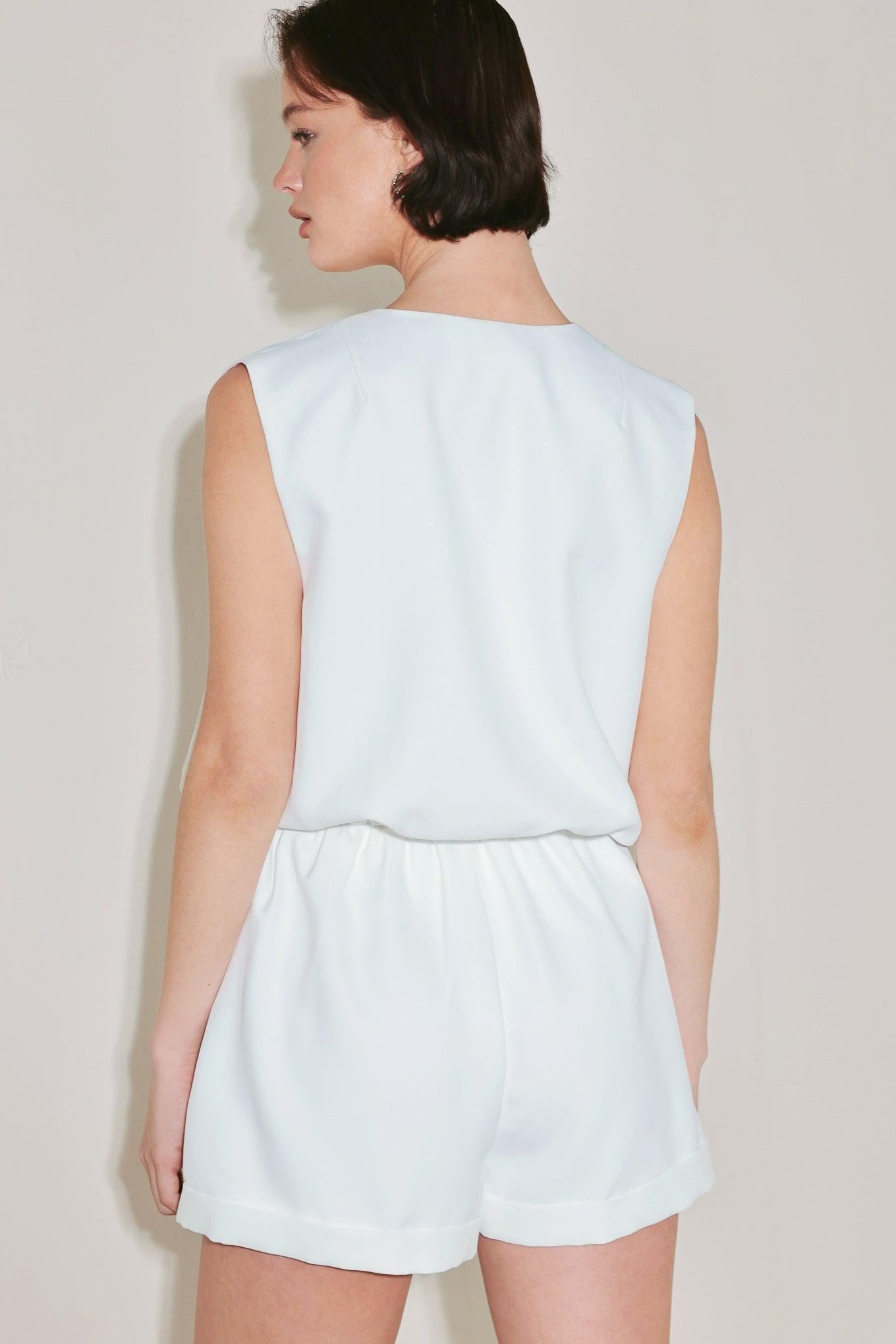 Summer Icon Mode Woven Top in white, view 4 — Soul Flow Apparel