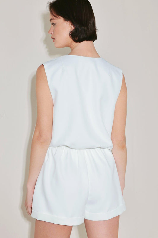 Summer Icon Mode Woven Top in white, view 4 — Soul Flow Apparel