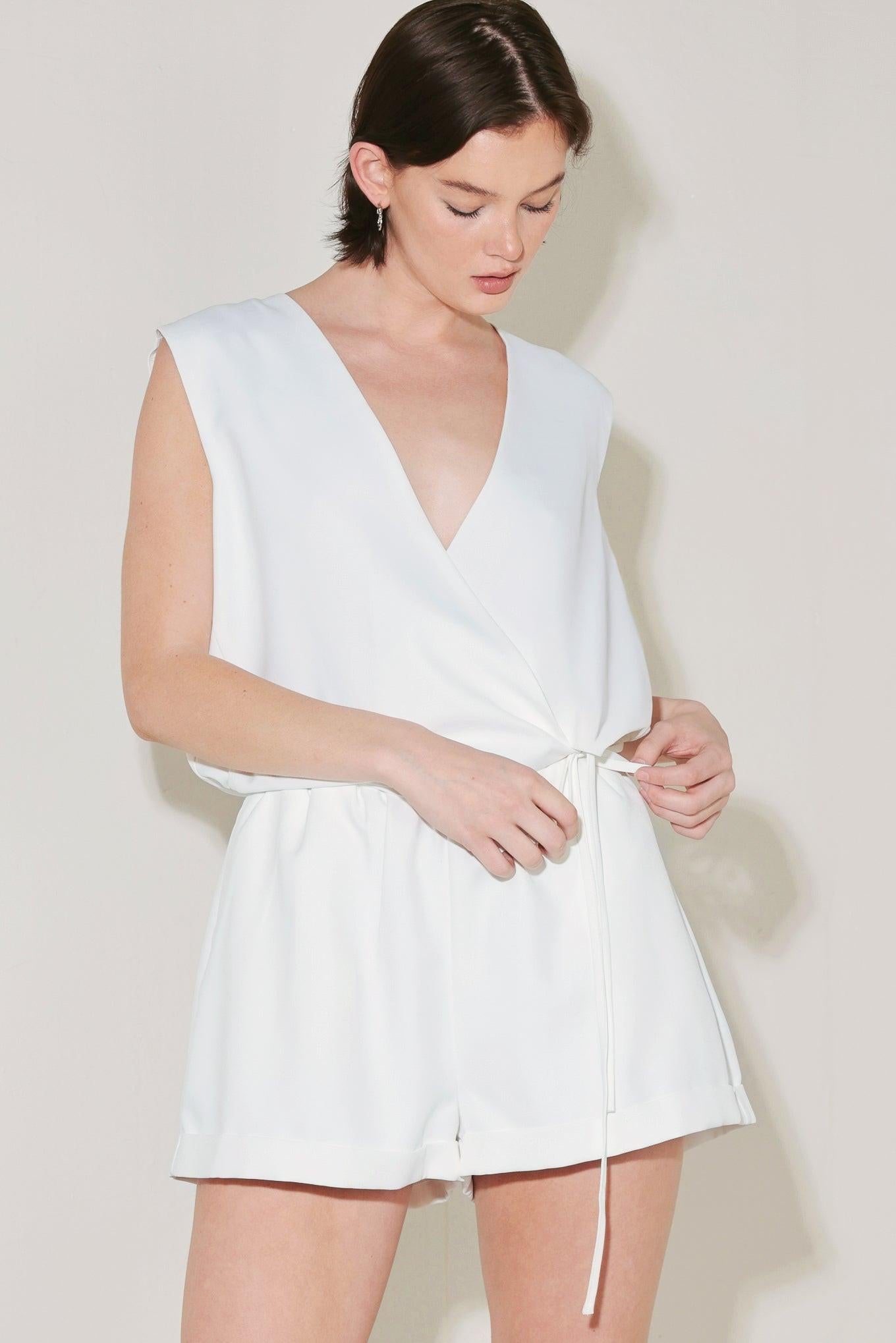 Summer Icon Mode Woven Top in white, view 6 — Soul Flow Apparel