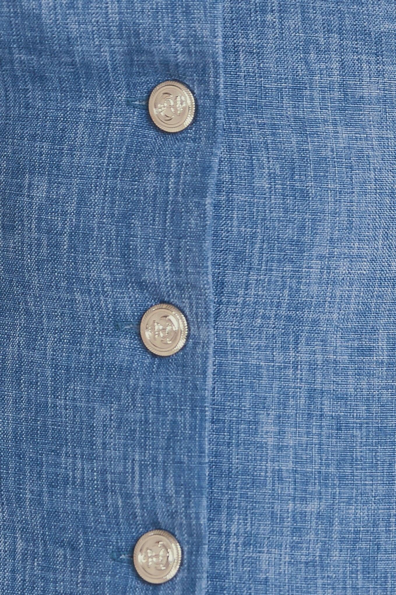 Power Move Woven Vest in denim blue, fabric swatch — Soul Flow Apparel
