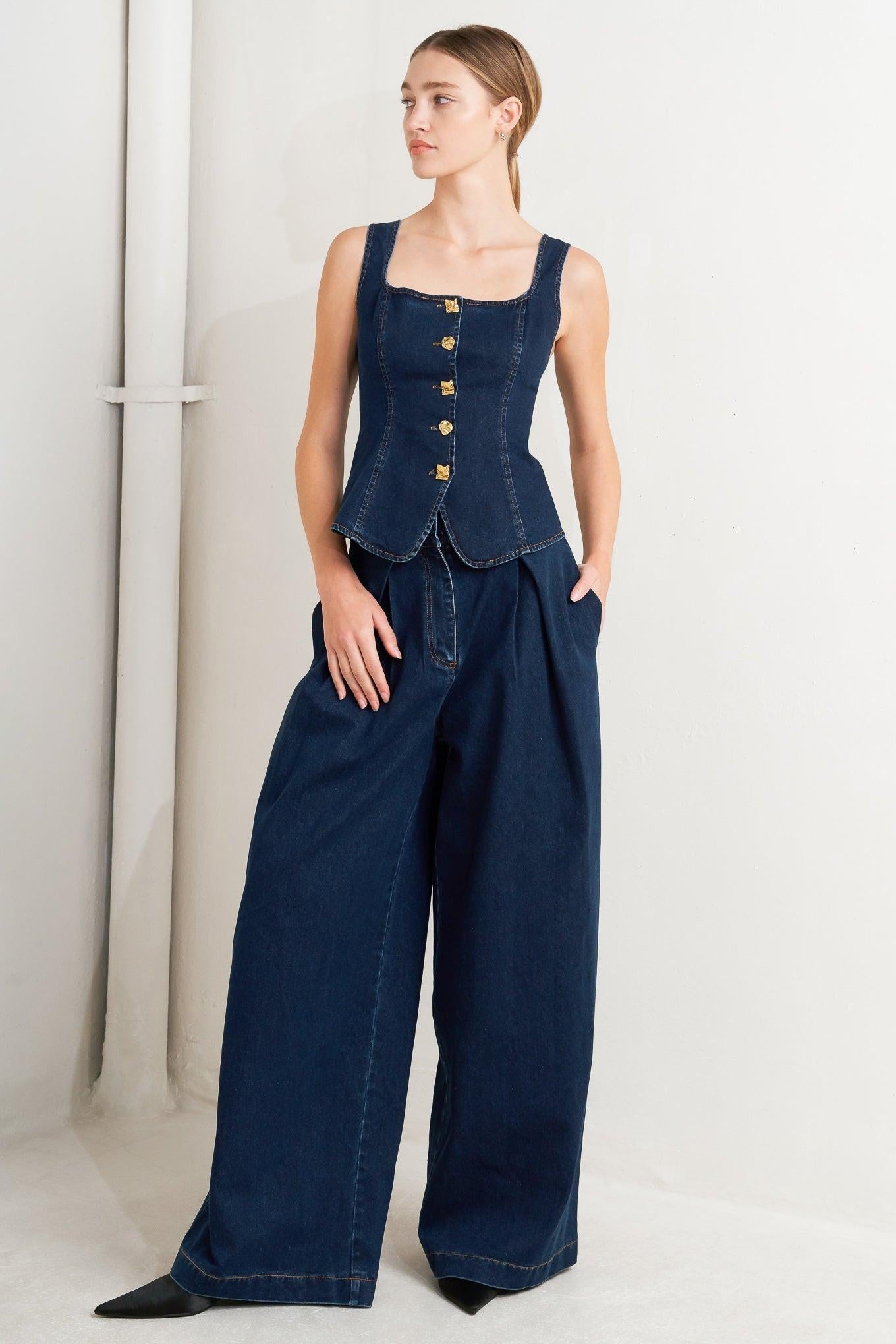 Quiet Luxe Denim Top, view 1 — Soul Flow Apparel