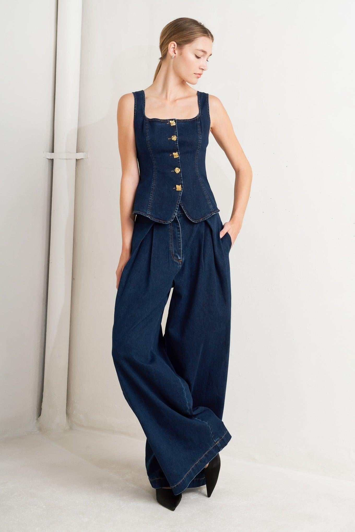 Quiet Luxe Denim Top, view 5 — Soul Flow Apparel