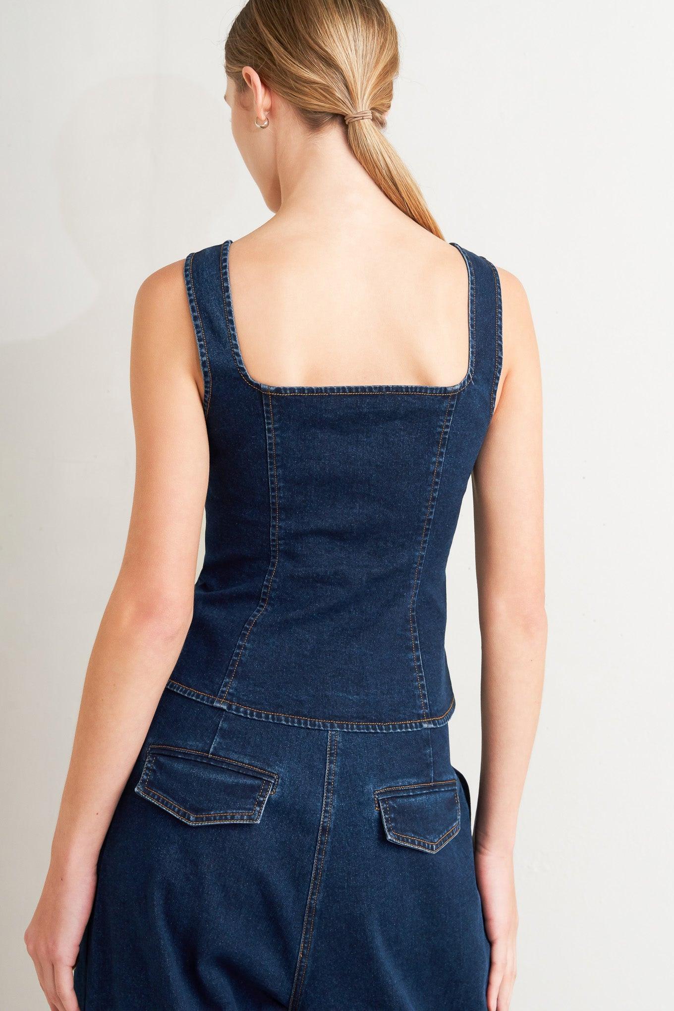 Quiet Luxe Denim Top, view 6 — Soul Flow Apparel