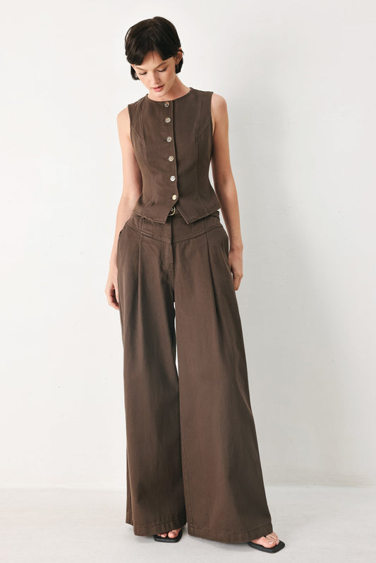 Brown Sugar Statement Woven Vest, view 2 — Soul Flow Apparel
