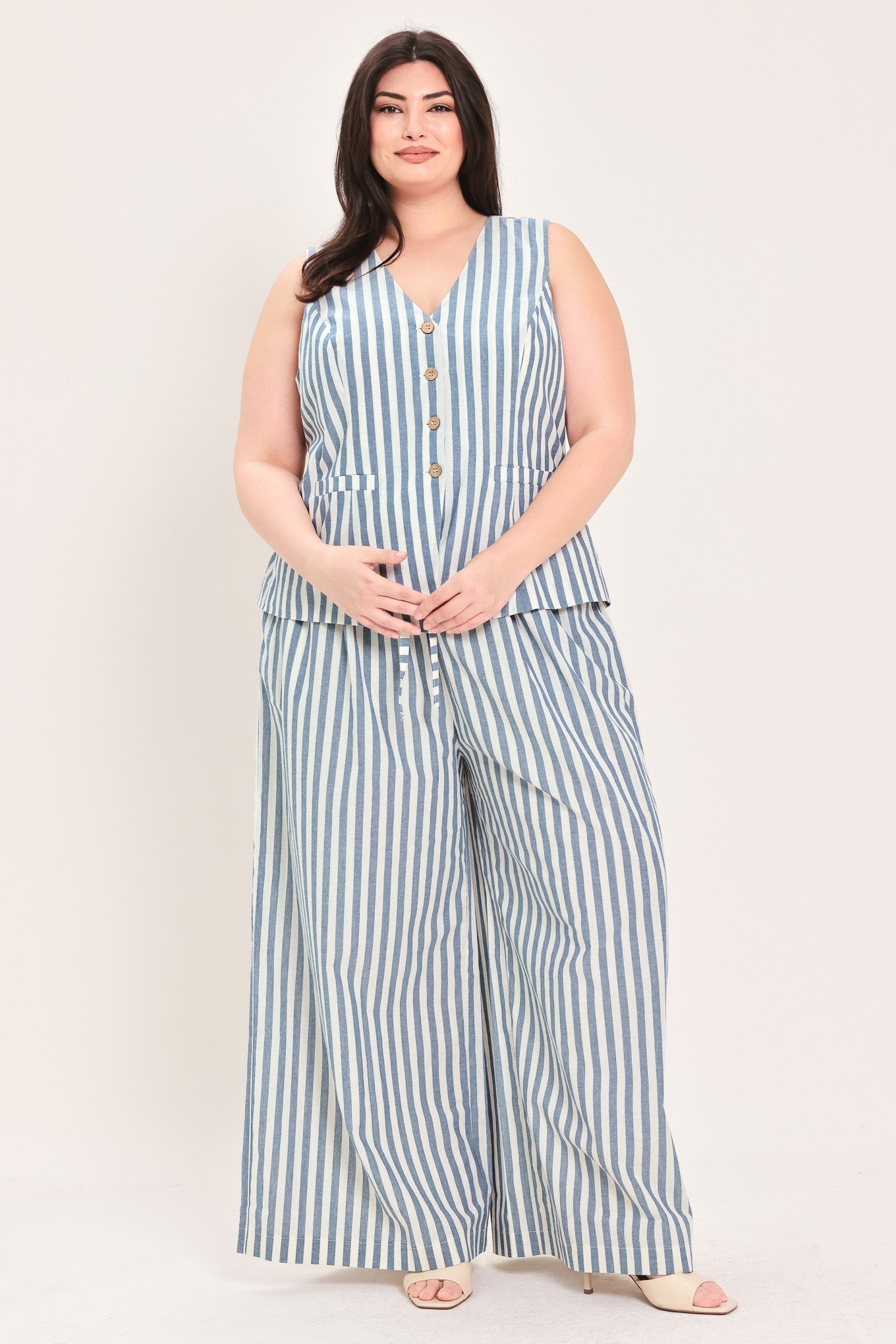 Ocean Drive Rhythm Woven Vest in blue natural, view 11 — Soul Flow Apparel