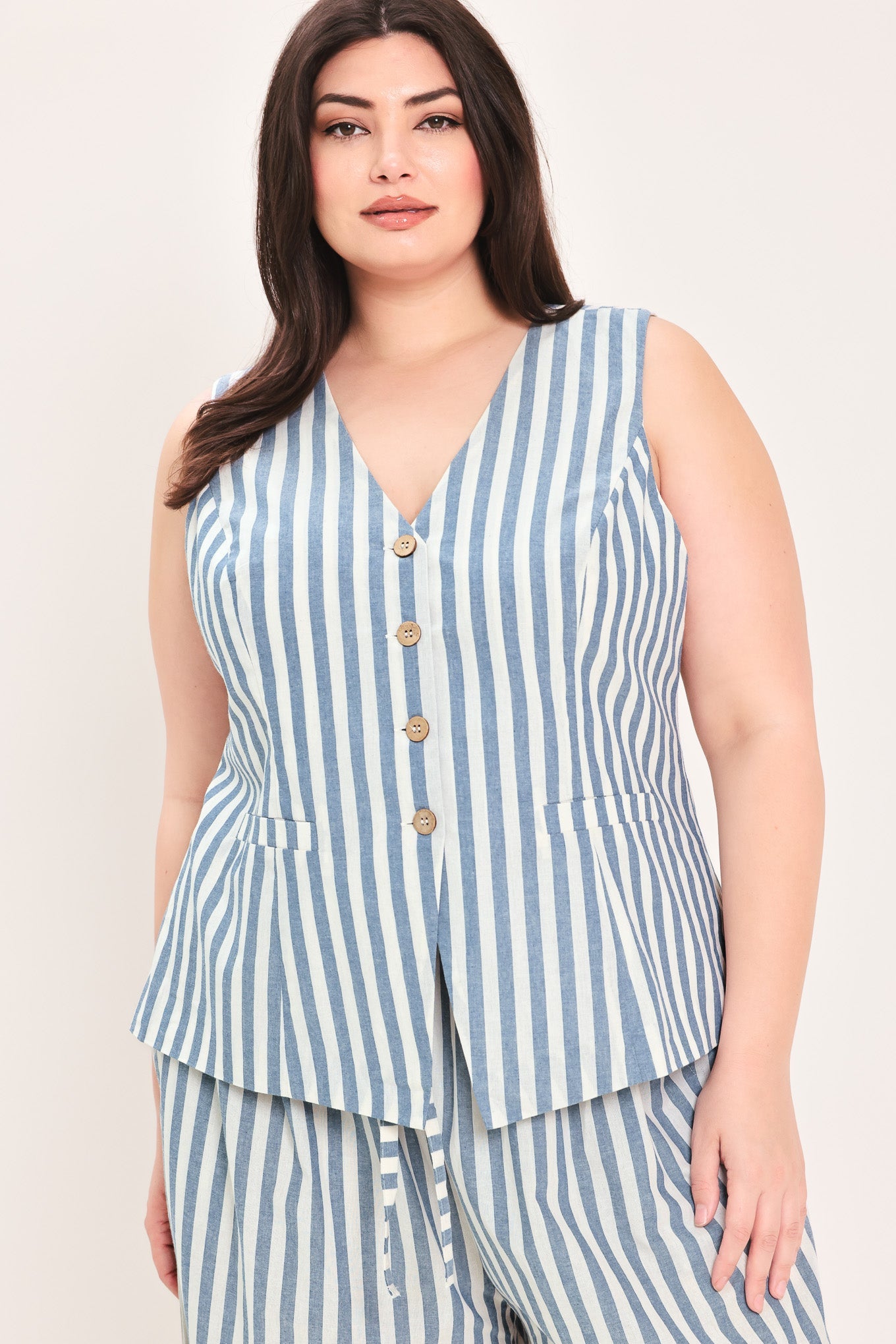 Ocean Drive Rhythm Woven Vest in blue natural, view 13 — Soul Flow Apparel