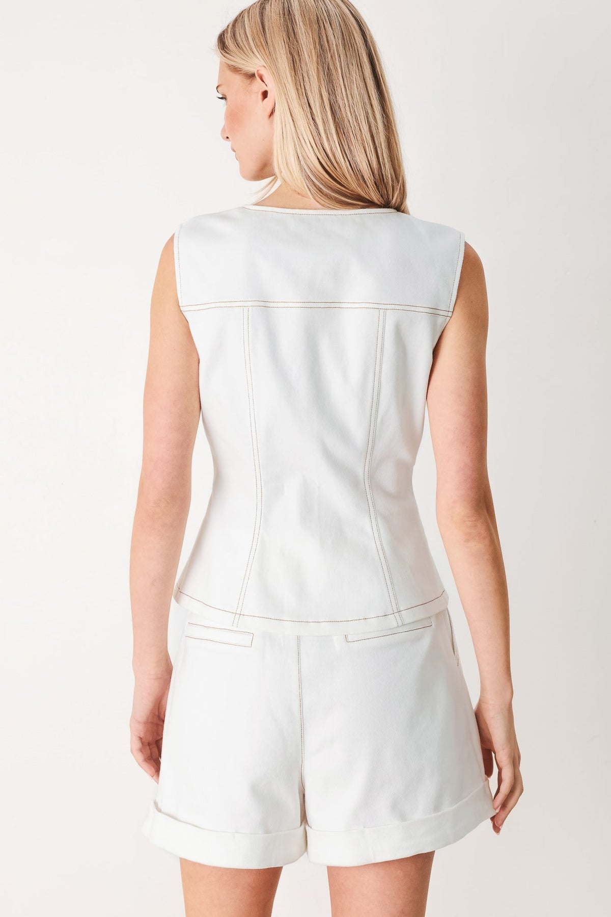 Better Together Woven Vest in white, view 5 — Soul Flow Apparel