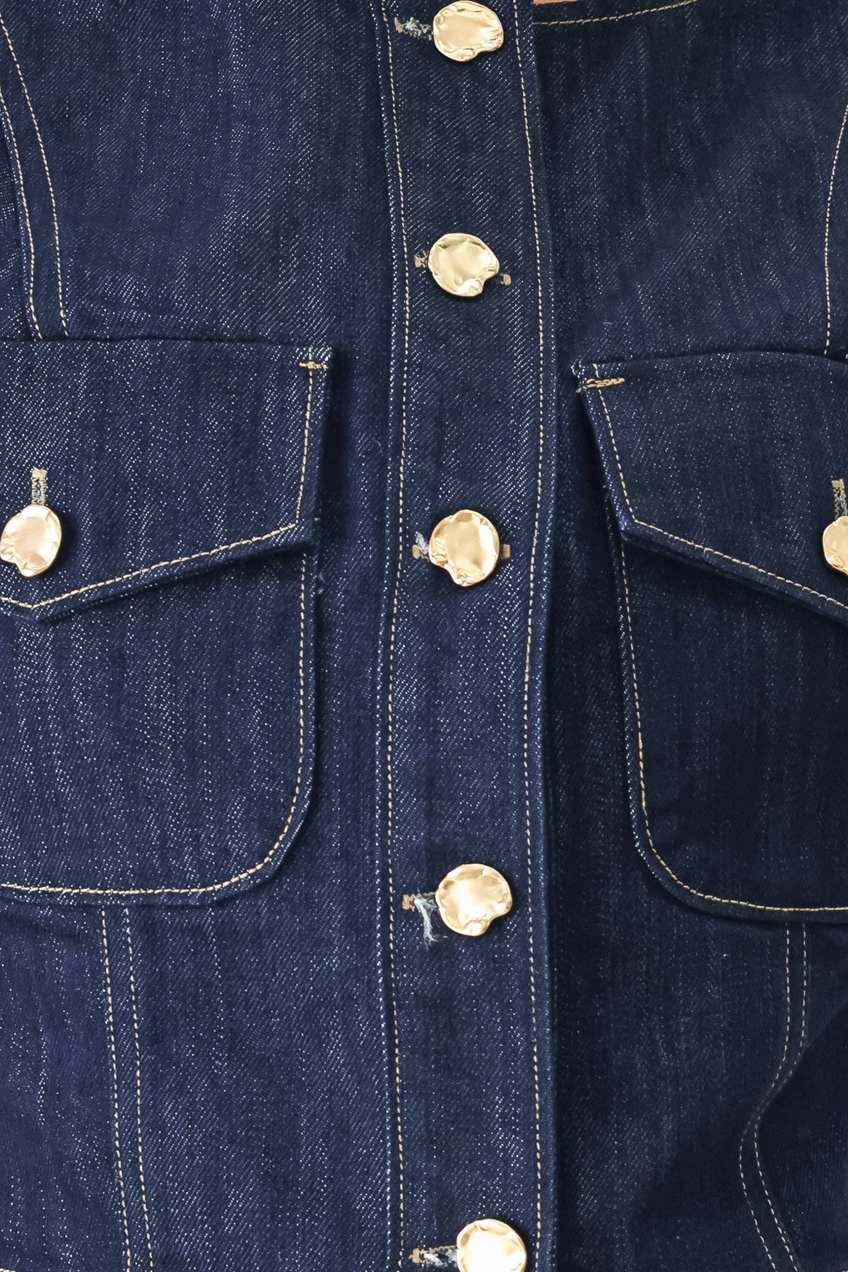 Iconic Indigo Denim Crop Vest, fabric swatch — Soul Flow Apparel