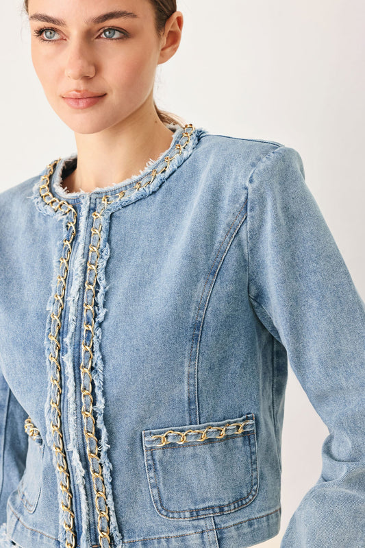 SKYWARD LINKED DENIM CROP JACKET