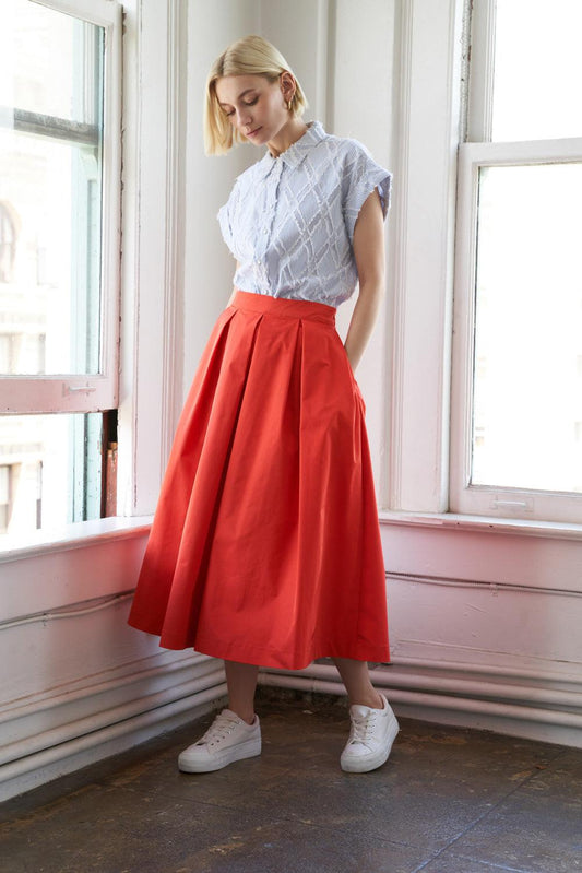 Love of Mine Woven Midi Skirt, view 2 — Soul Flow Apparel