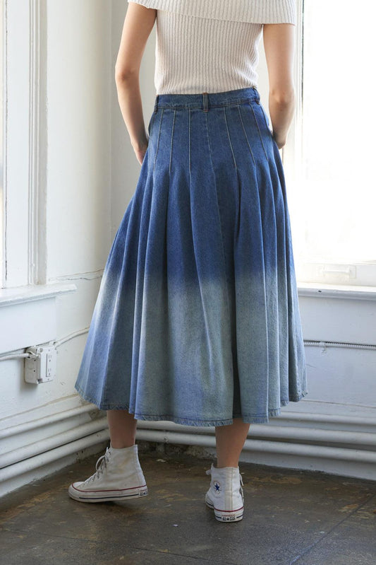State of Mind Denim Midi Skirt in 20 20need 20crop, view 1 — Soul Flow Apparel