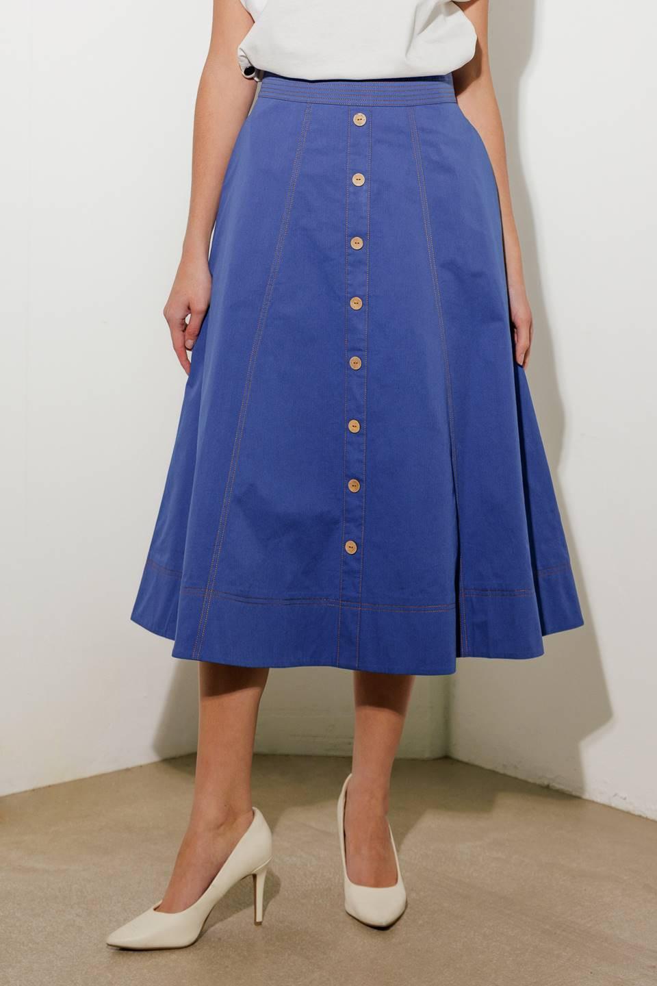Enchanted Elegance Midi Skirt in blue, view 2 — Soul Flow Apparel