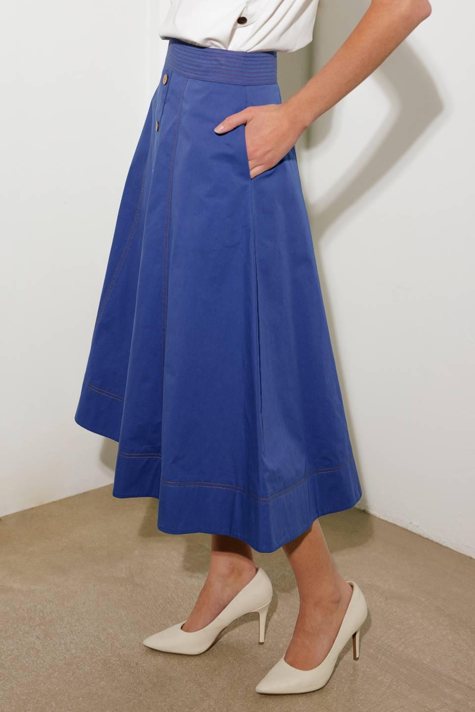 Enchanted Elegance Midi Skirt in blue, view 5 — Soul Flow Apparel