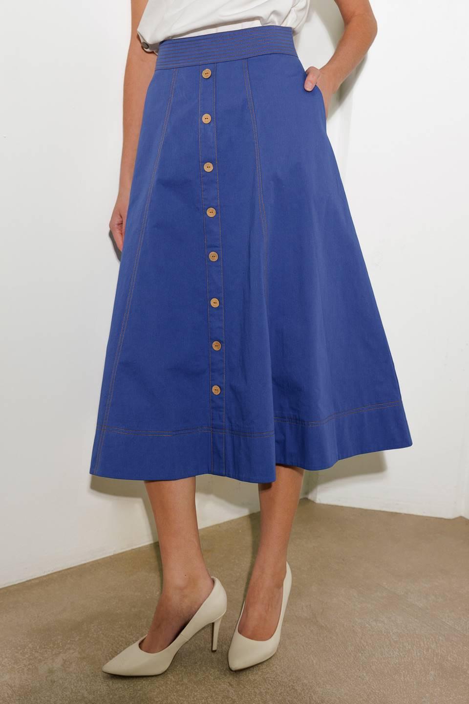 Enchanted Elegance Midi Skirt in blue, view 6 — Soul Flow Apparel