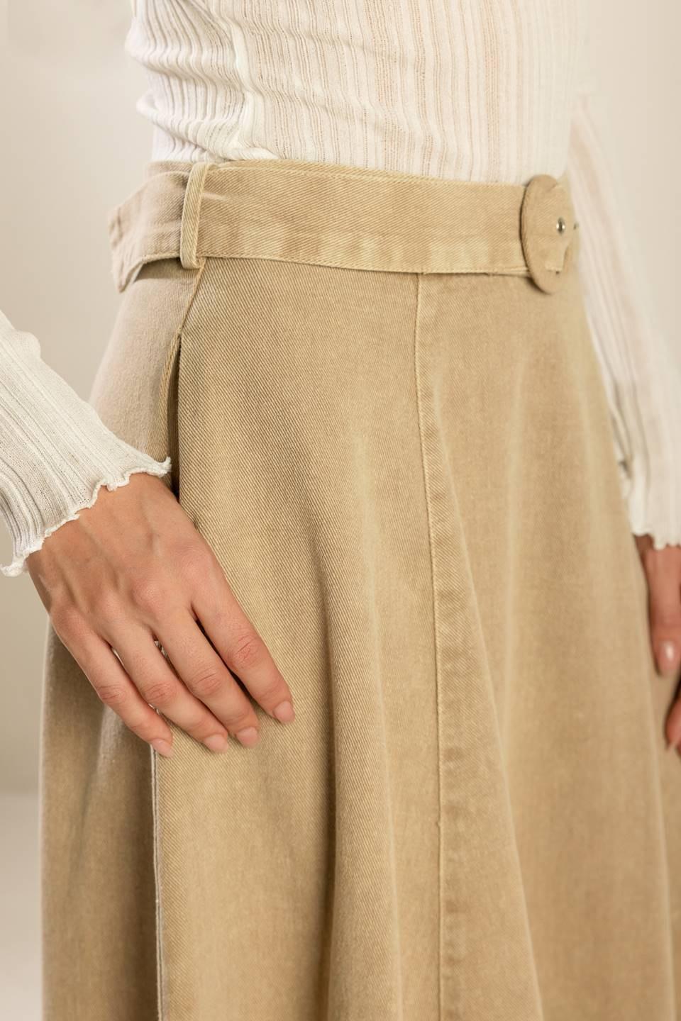You Know It Twill Midi Skirt in taupe, view 5 — Soul Flow Apparel