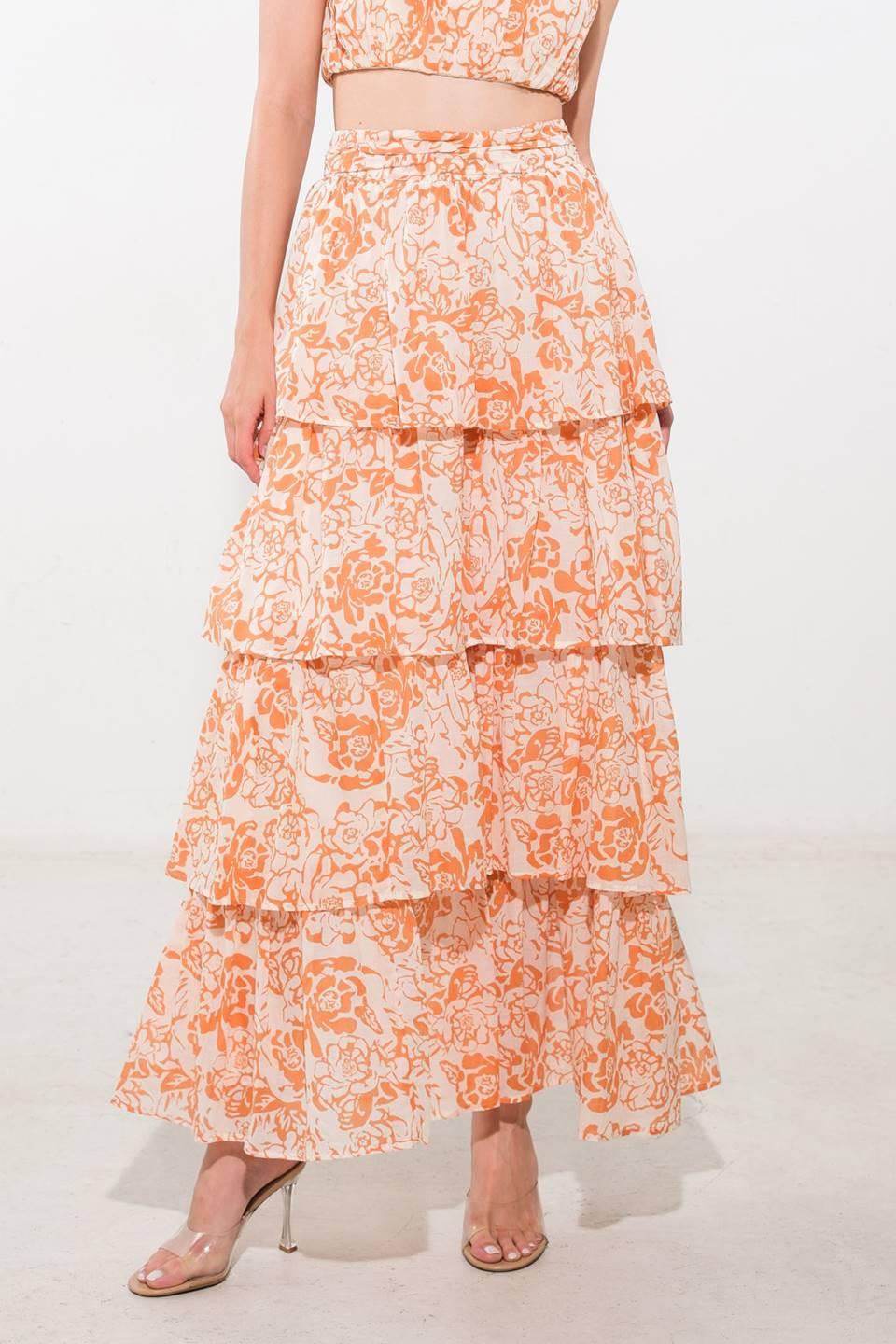 There in My Mind Woven Maxi Skirt in rust multi, view 1 — Soul Flow Apparel