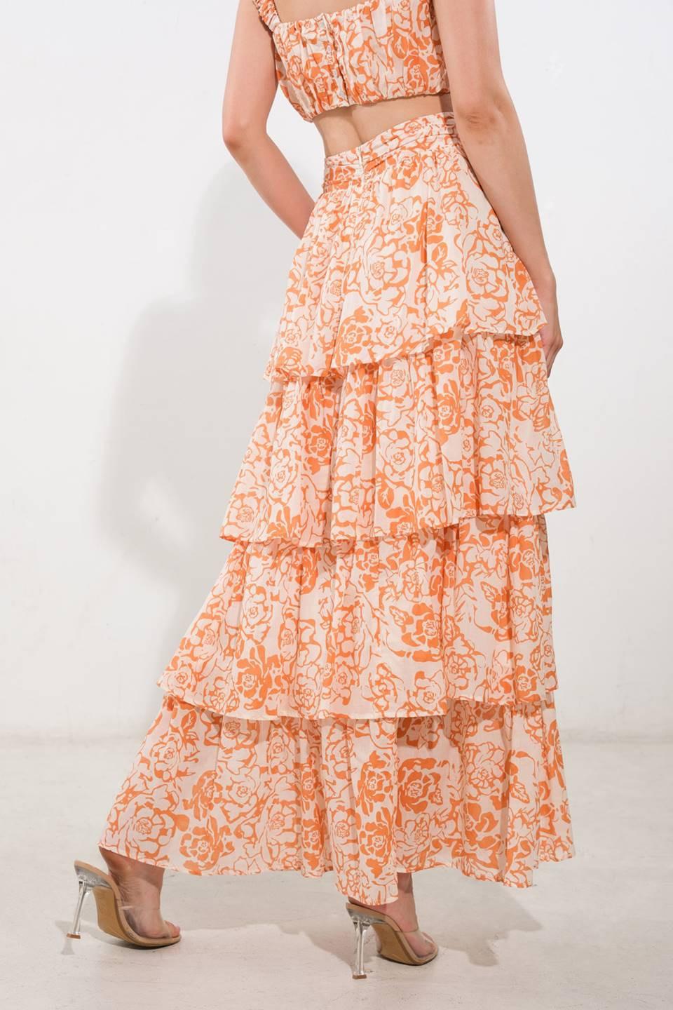 There in My Mind Woven Maxi Skirt in rust multi, view 2 — Soul Flow Apparel