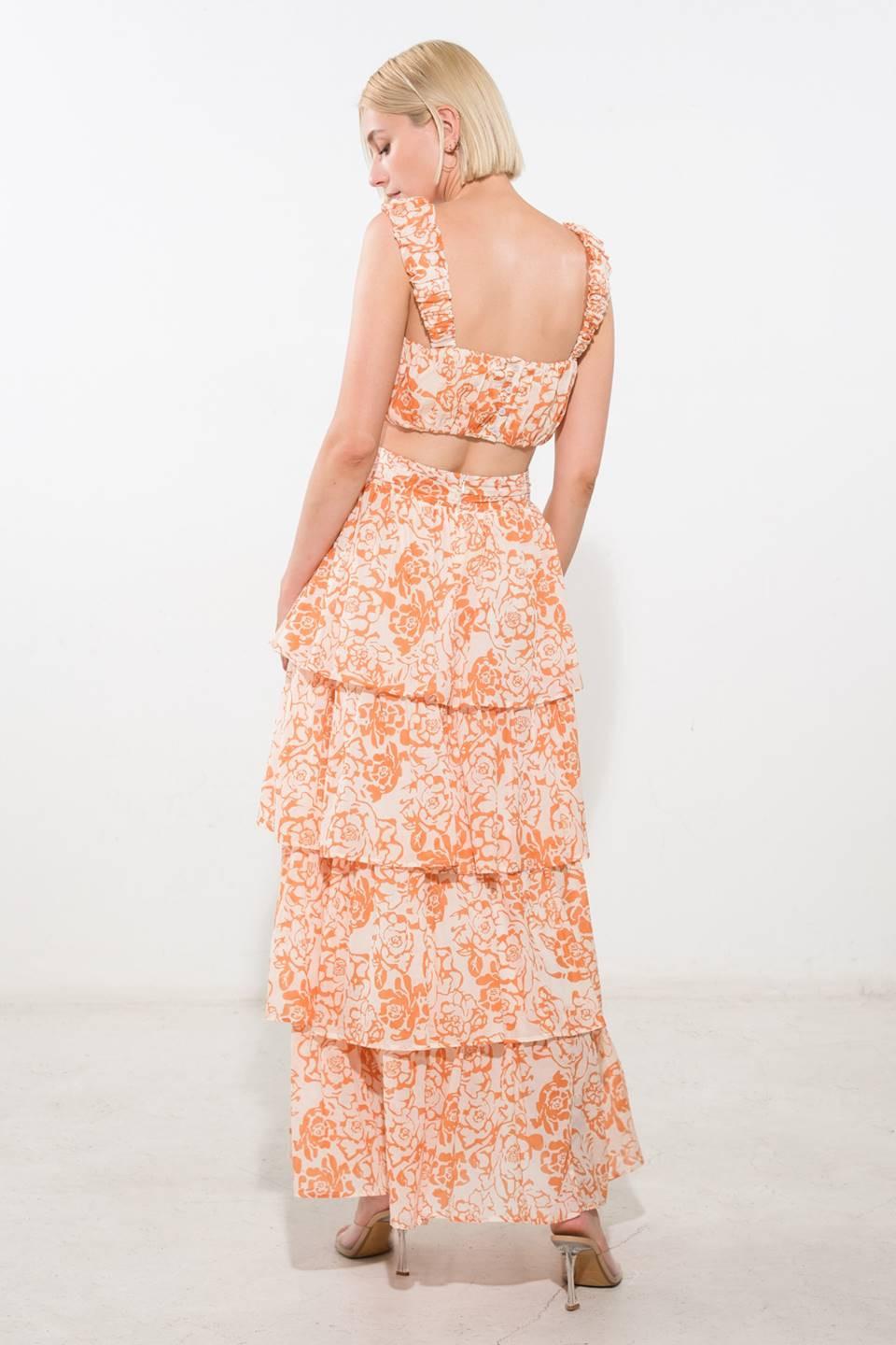 There in My Mind Woven Maxi Skirt in rust multi, view 6 — Soul Flow Apparel