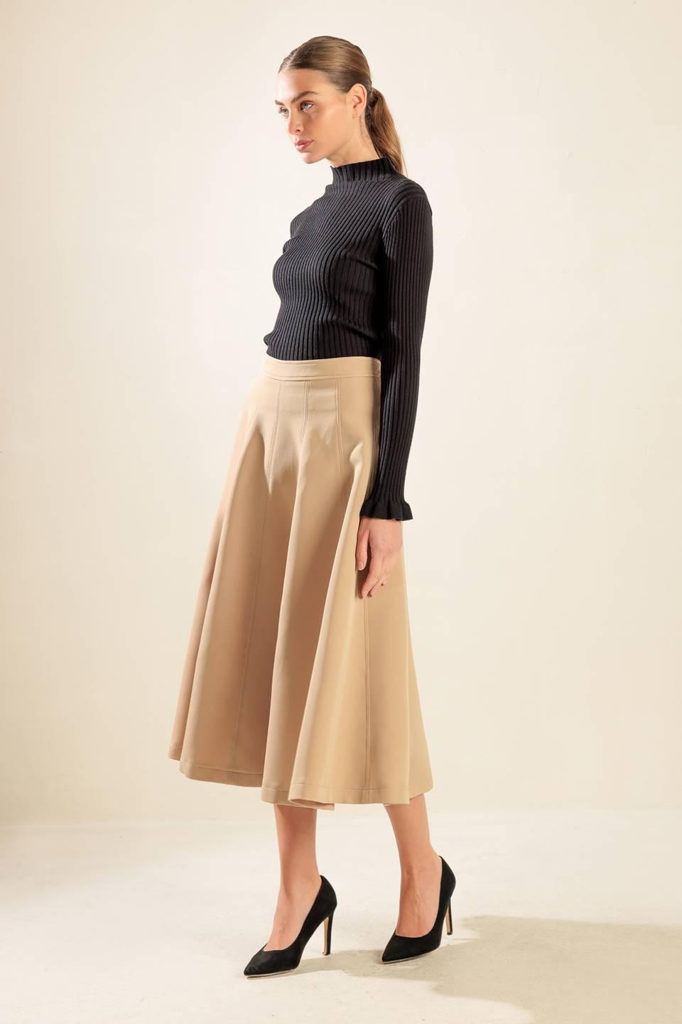 Falling Into Bliss Woven Midi Skirt in camel, view 6 — Soul Flow Apparel