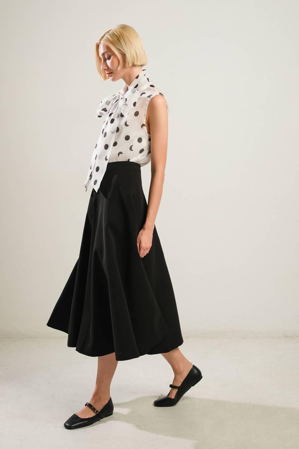 Delicate Touch Woven Skirt in black, view 3 — Soul Flow Apparel