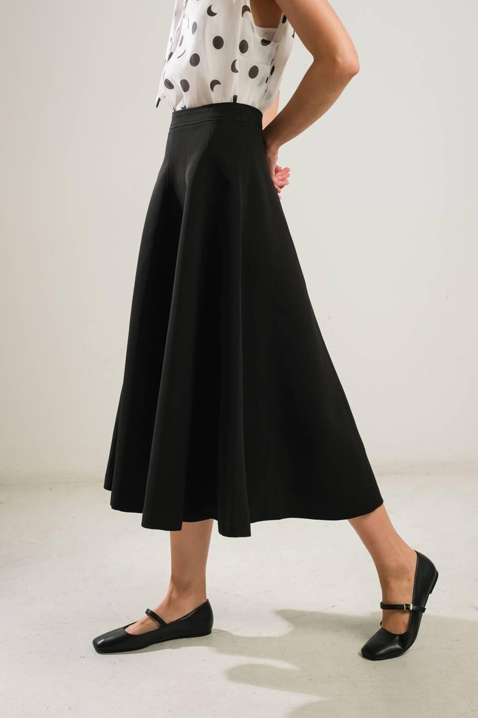 Delicate Touch Woven Skirt in black, view 4 — Soul Flow Apparel