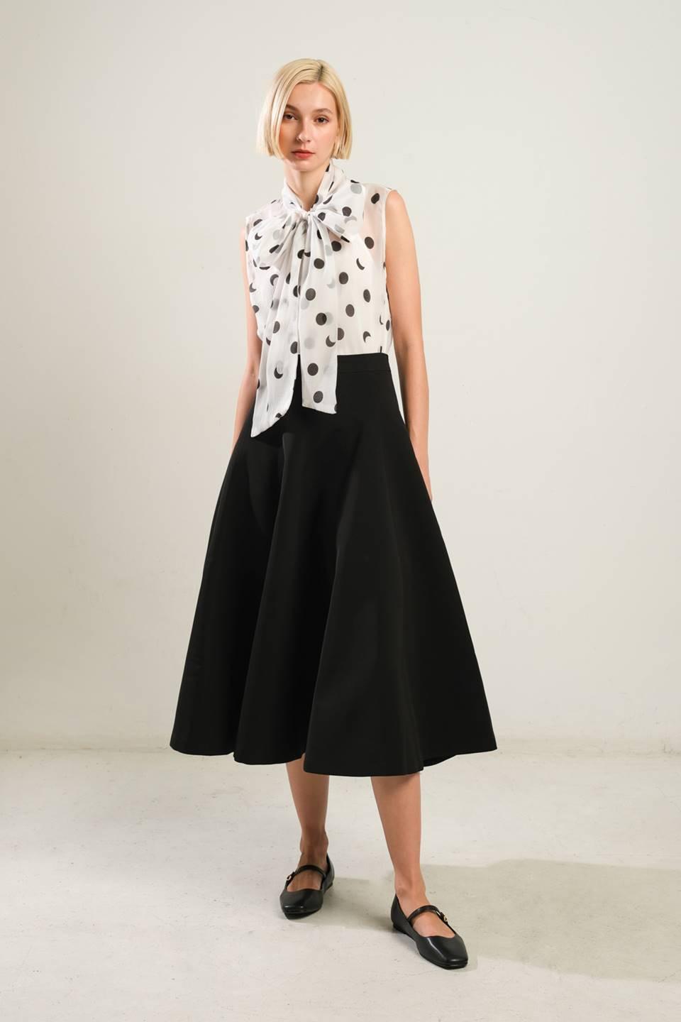Delicate Touch Woven Skirt in black, view 5 — Soul Flow Apparel