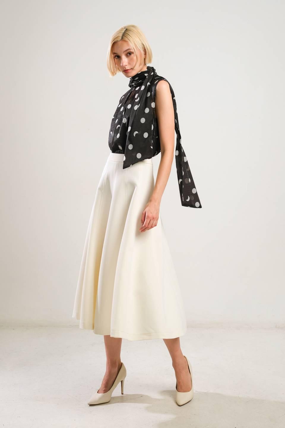 Delicate Touch Woven Skirt in off-white, view 3 — Soul Flow Apparel