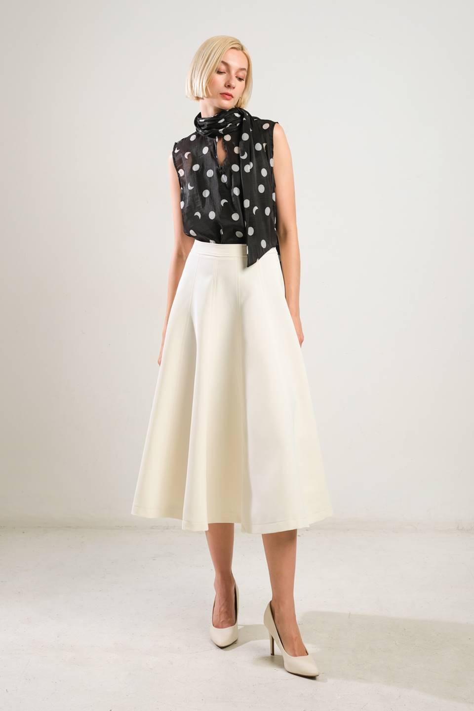 Delicate Touch Woven Skirt in off-white, view 5 — Soul Flow Apparel