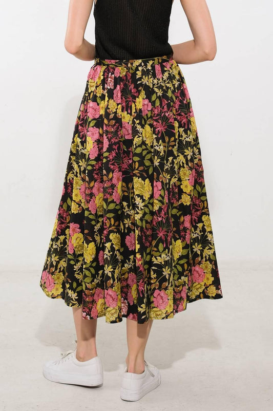 Love You More Woven Midi Skirt in black, view 2 — Soul Flow Apparel