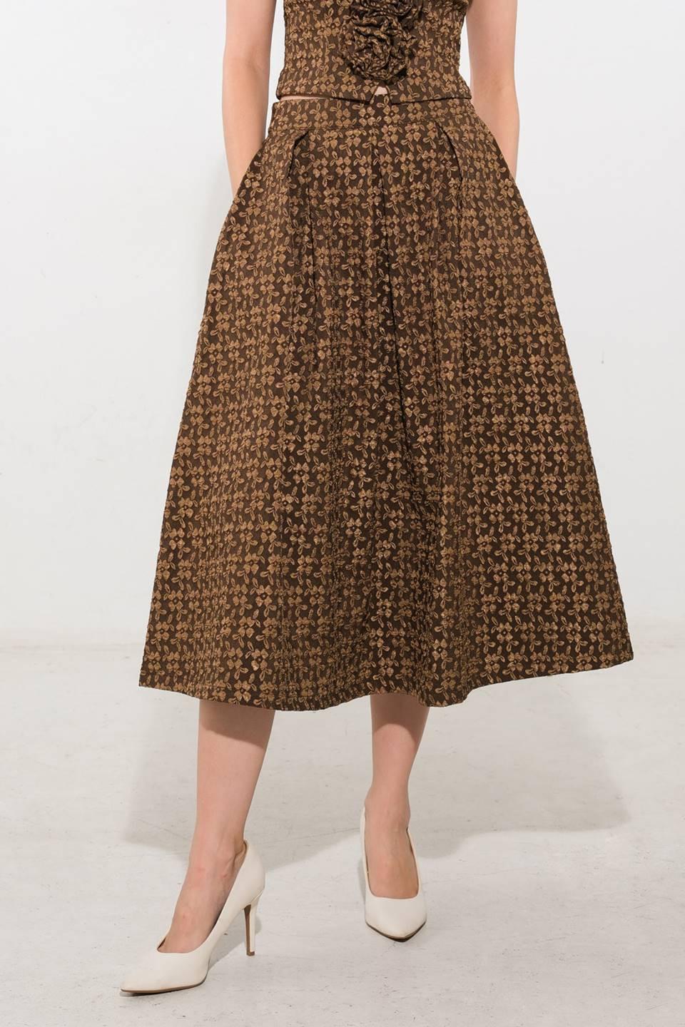 Upgraded Event Woven Midi Skirt in brown, view 1 — Soul Flow Apparel