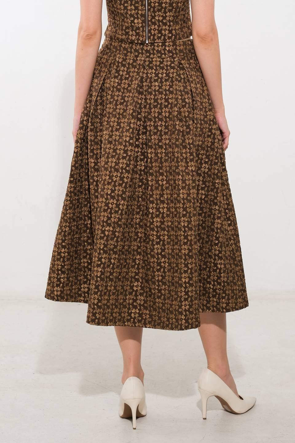 Upgraded Event Woven Midi Skirt in brown, view 2 — Soul Flow Apparel