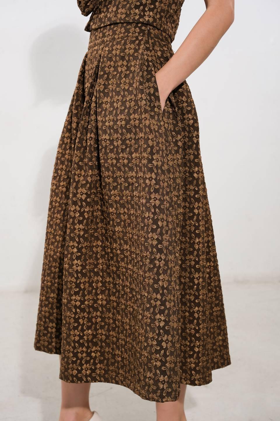 Upgraded Event Woven Midi Skirt in brown, view 4 — Soul Flow Apparel