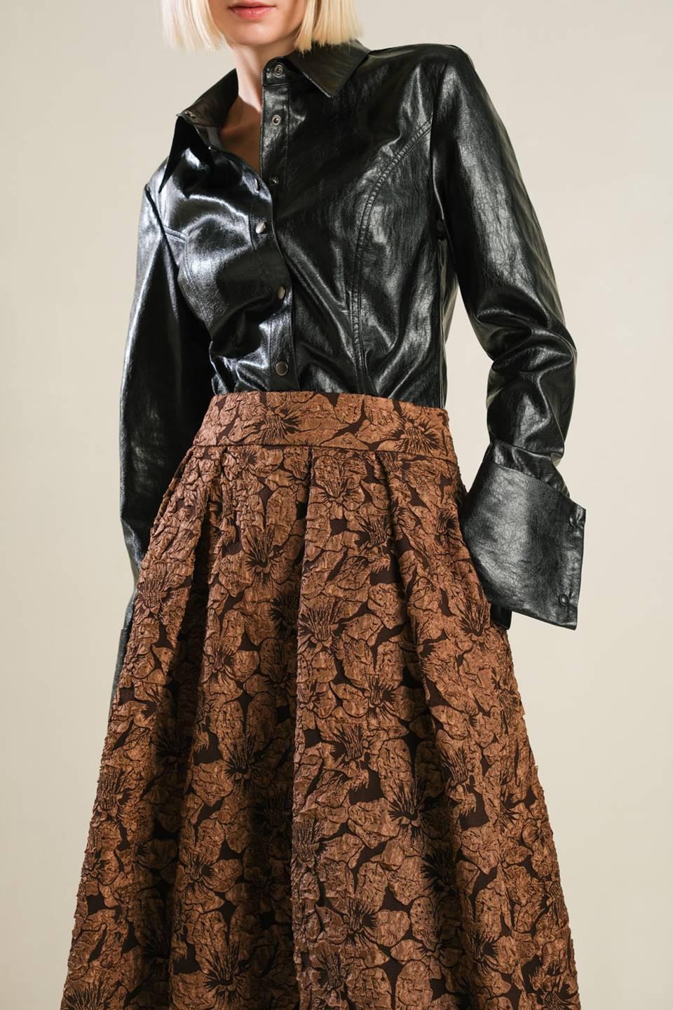 Eternal Devotion Woven Full Midi Skirt in brown, view 4 — Soul Flow Apparel