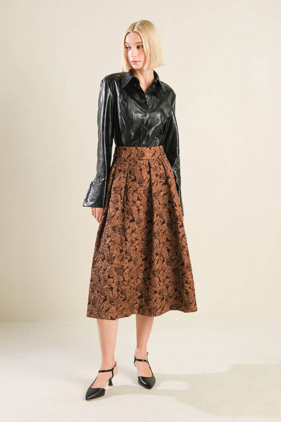 Eternal Devotion Woven Full Midi Skirt in brown, view 5 — Soul Flow Apparel