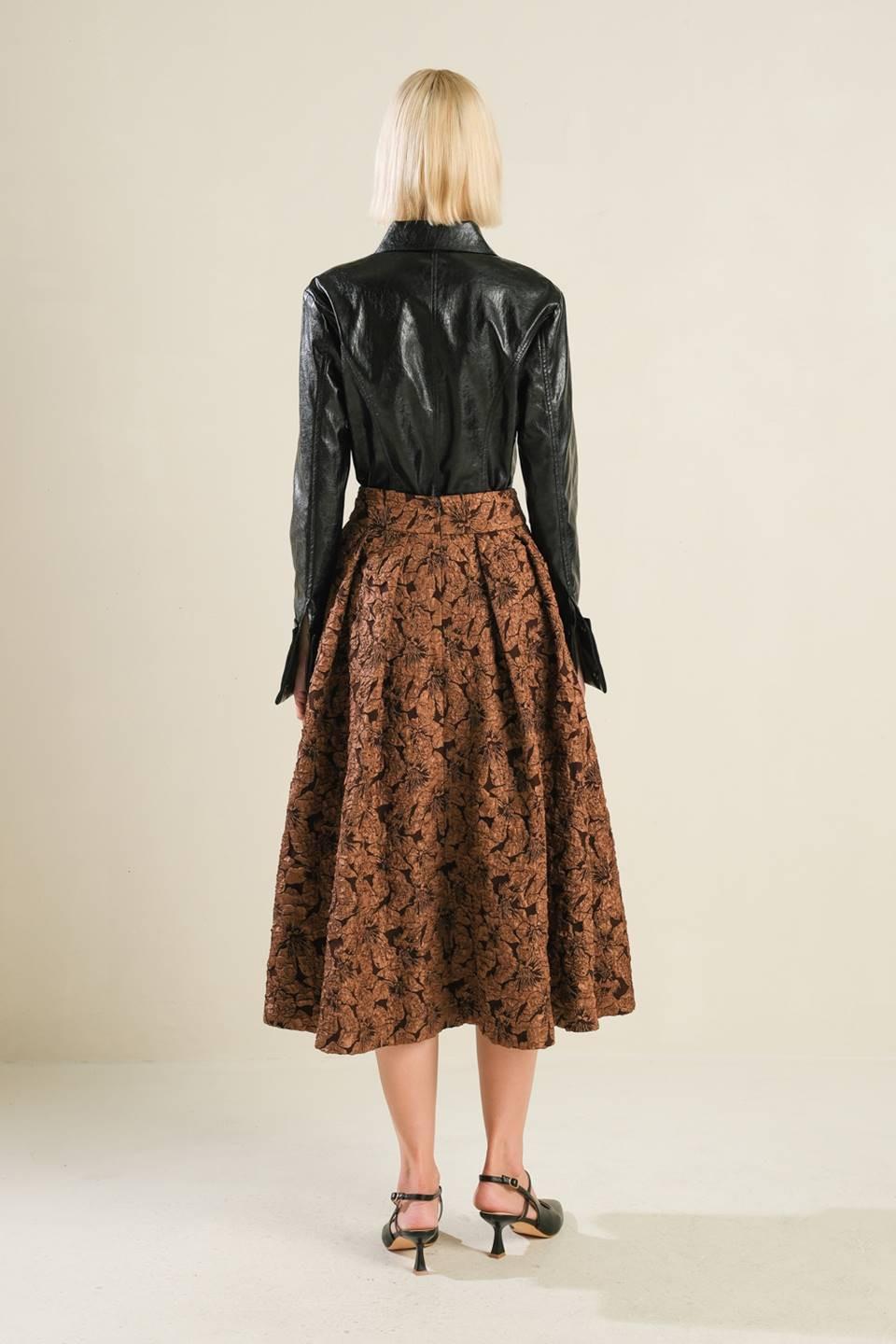 Eternal Devotion Woven Full Midi Skirt in brown, view 6 — Soul Flow Apparel