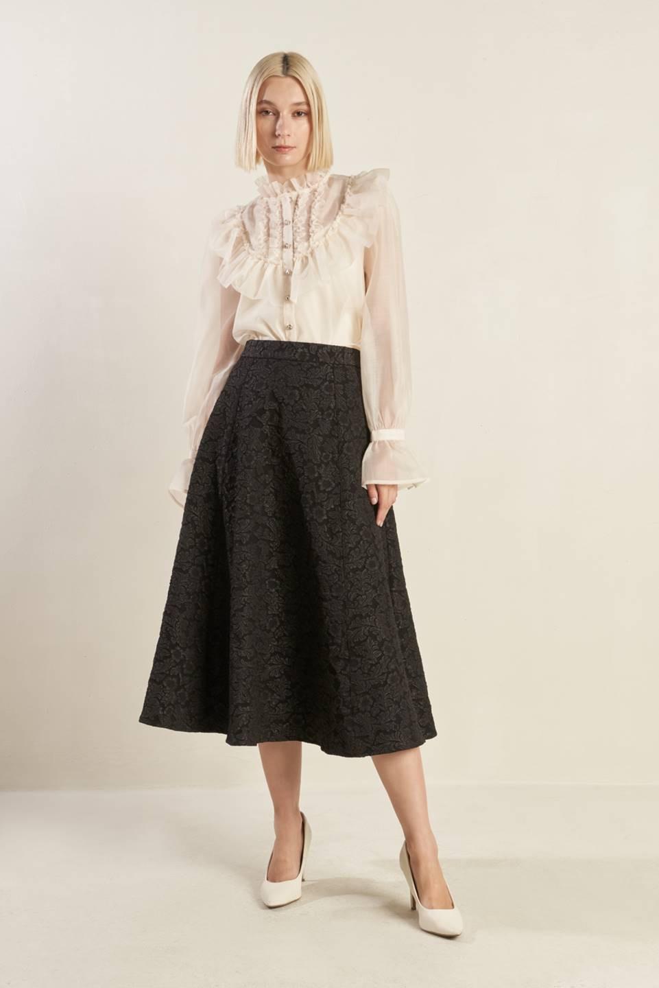 Forever Daydreaming Woven Midi Skirt in black, view 1 — Soul Flow Apparel