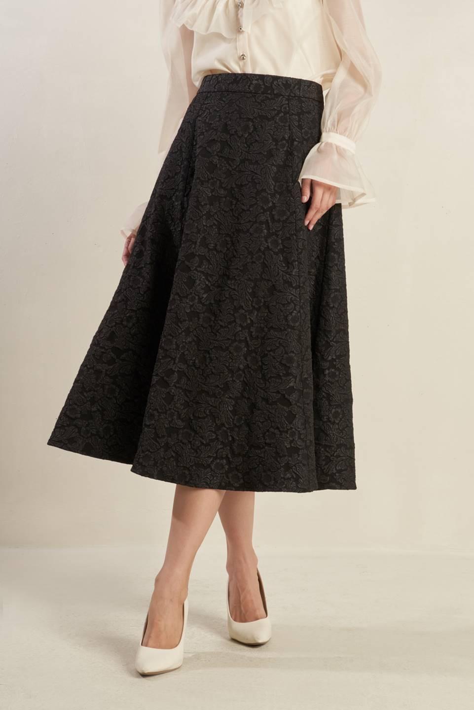 Forever Daydreaming Woven Midi Skirt in black, view 5 — Soul Flow Apparel