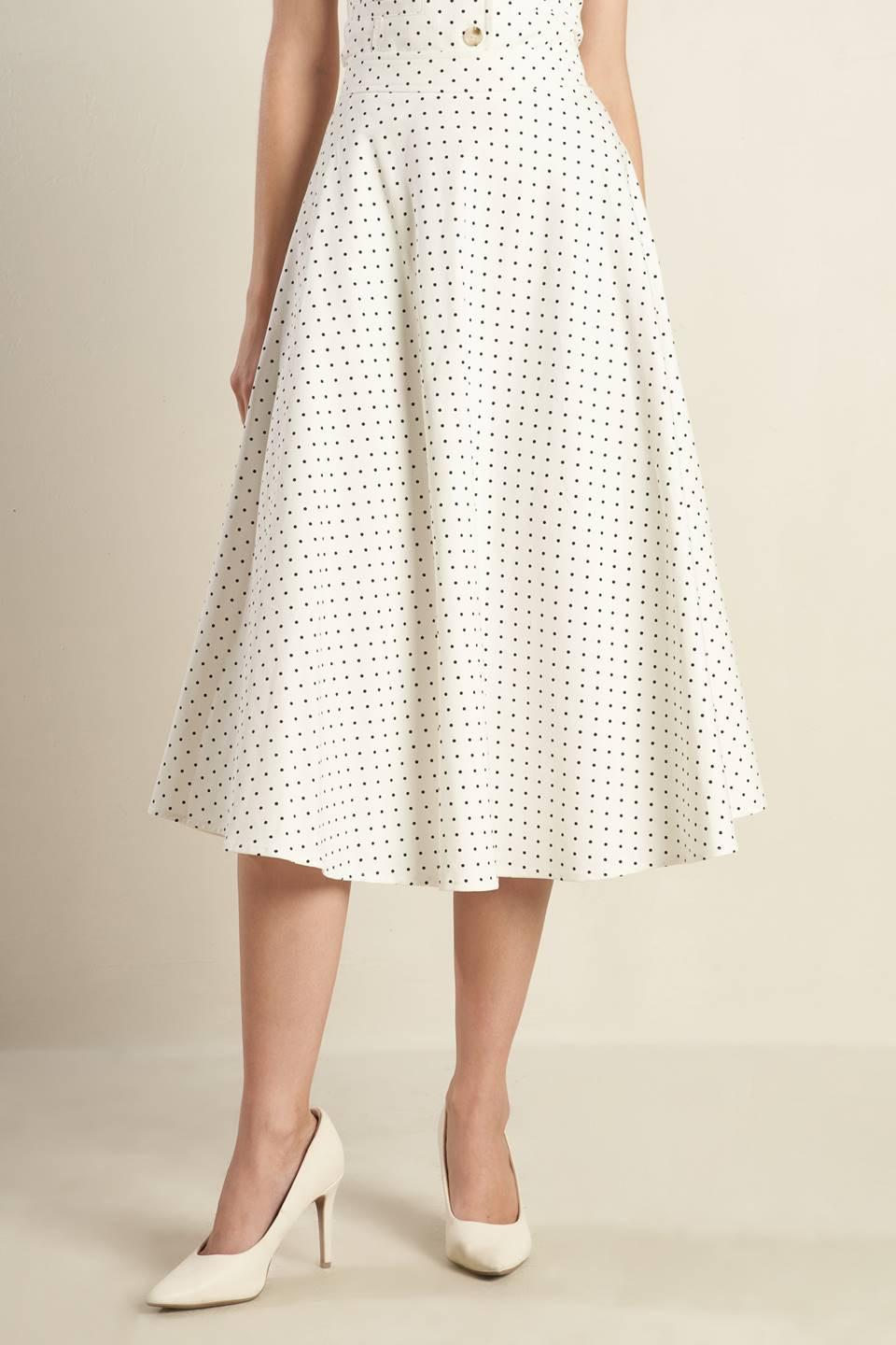 Walk with Me Woven Midi Skirt in white black, view 1 — Soul Flow Apparel