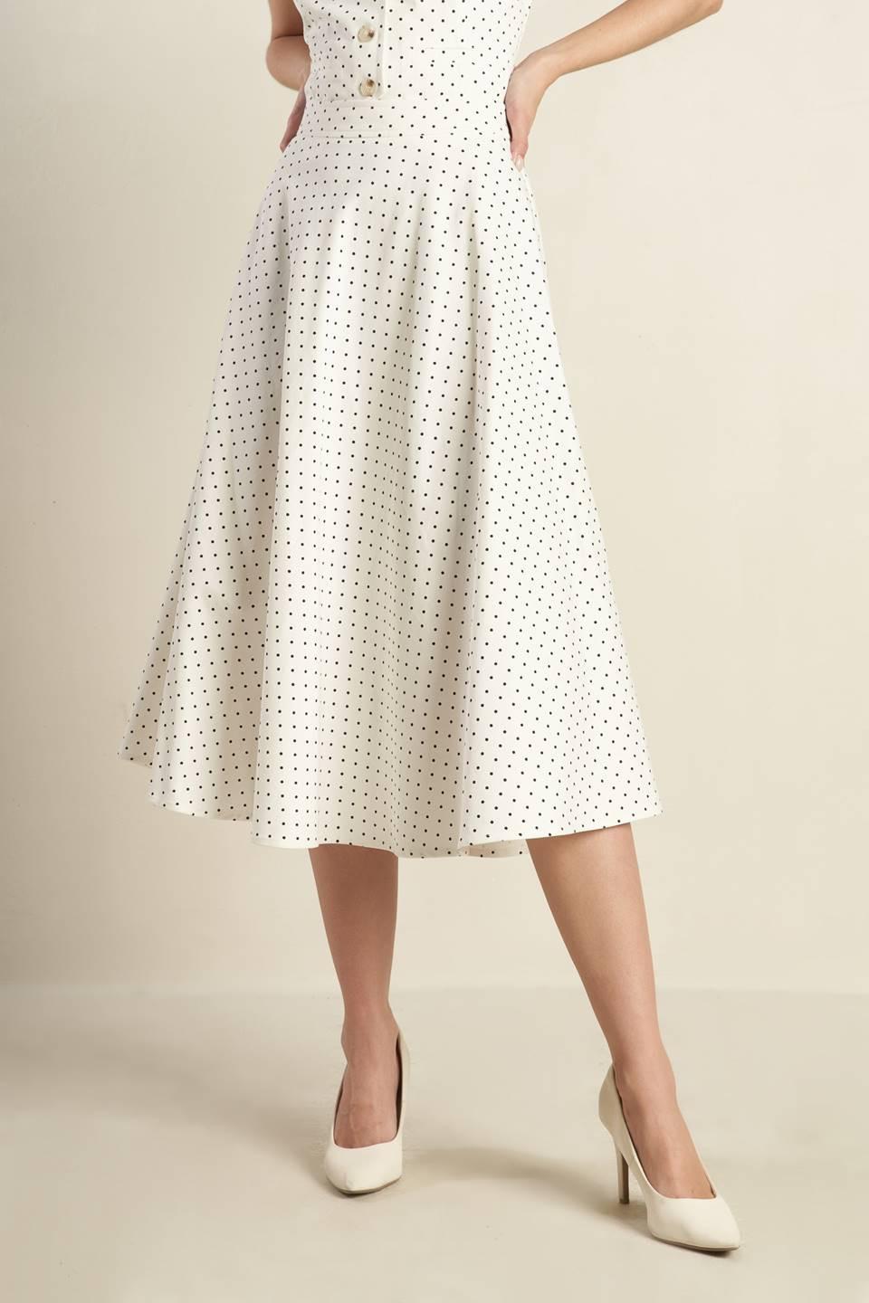 Walk with Me Woven Midi Skirt in white black, view 2 — Soul Flow Apparel