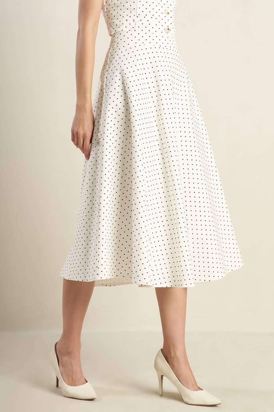 Walk with Me Woven Midi Skirt in white black, view 3 — Soul Flow Apparel