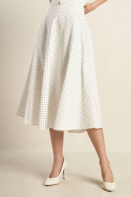 Walk with Me Woven Midi Skirt in white black, view 4 — Soul Flow Apparel