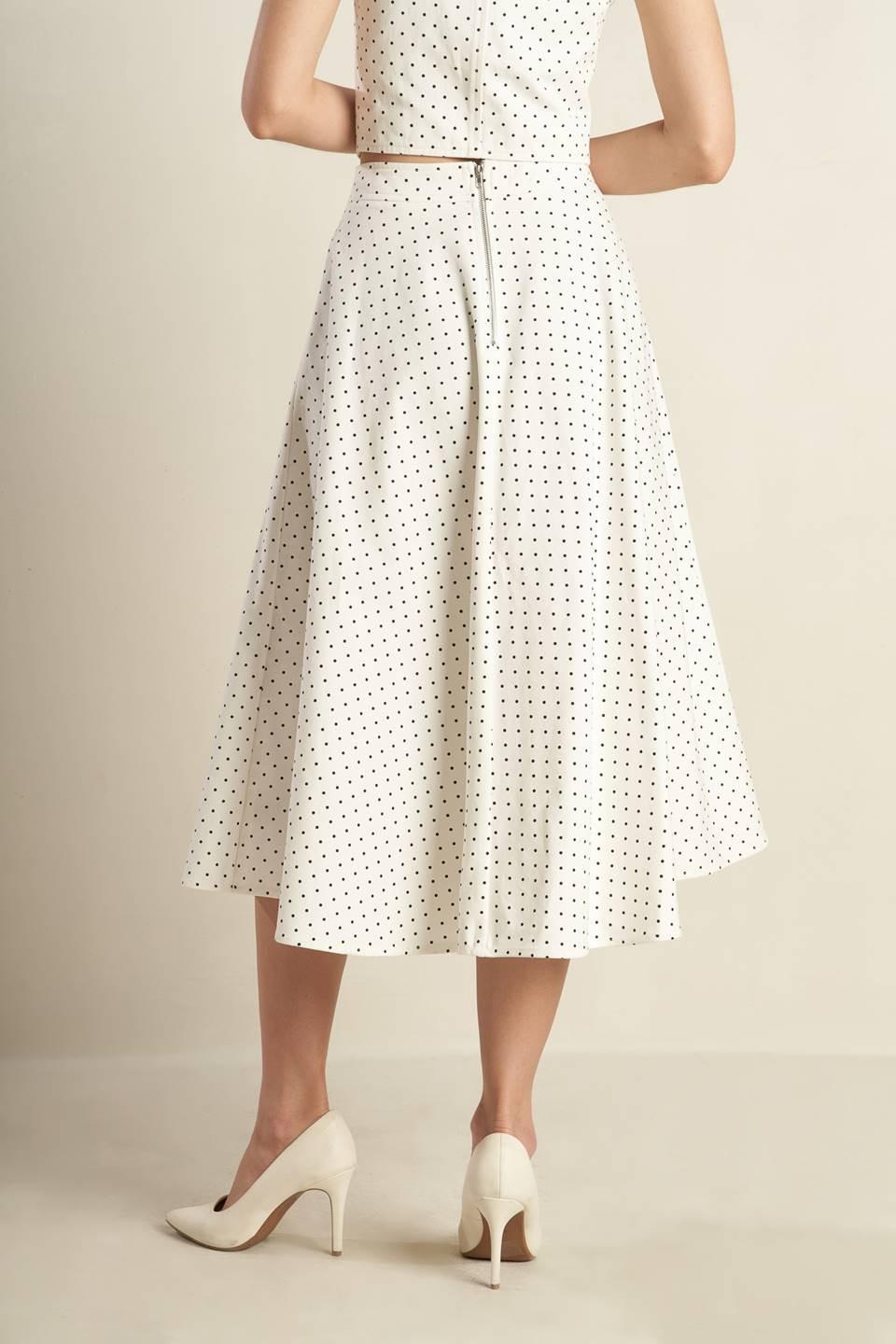 Walk with Me Woven Midi Skirt in white black, view 5 — Soul Flow Apparel