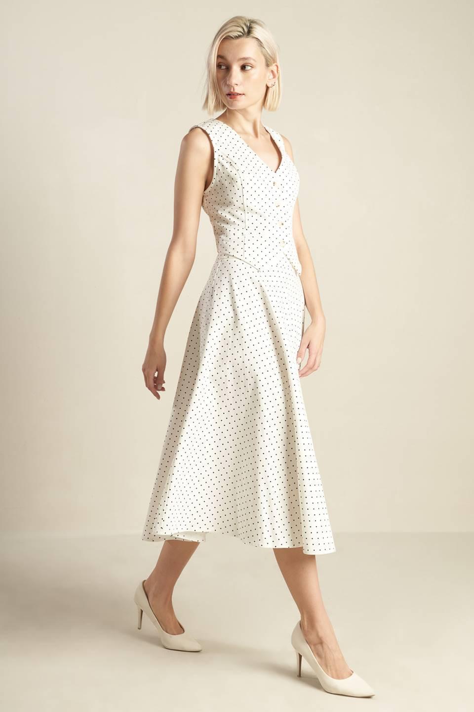 Walk with Me Woven Midi Skirt in white black, view 7 — Soul Flow Apparel
