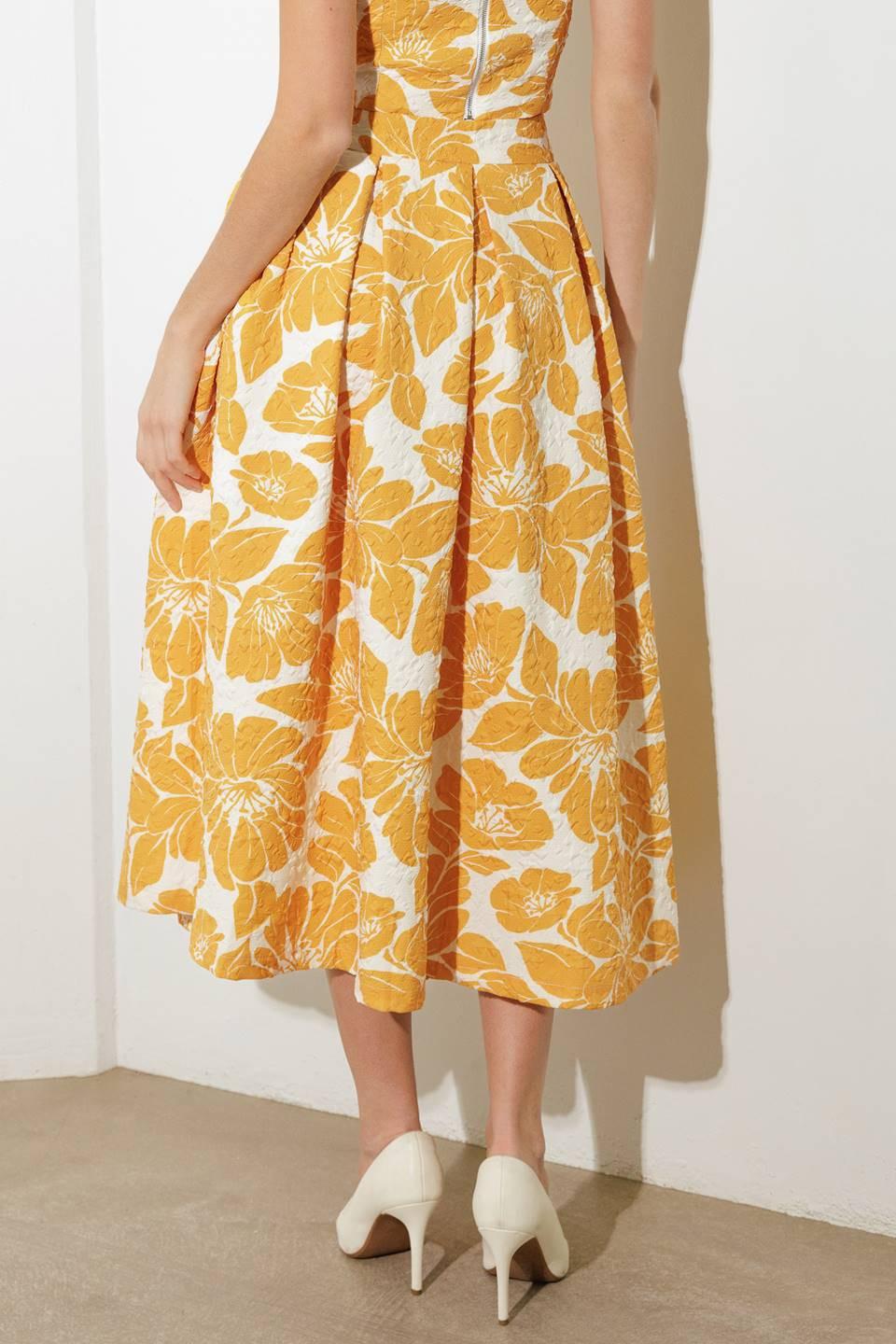 Plain Optimism Woven Midi Skirt in mustard, view 3 — Soul Flow Apparel