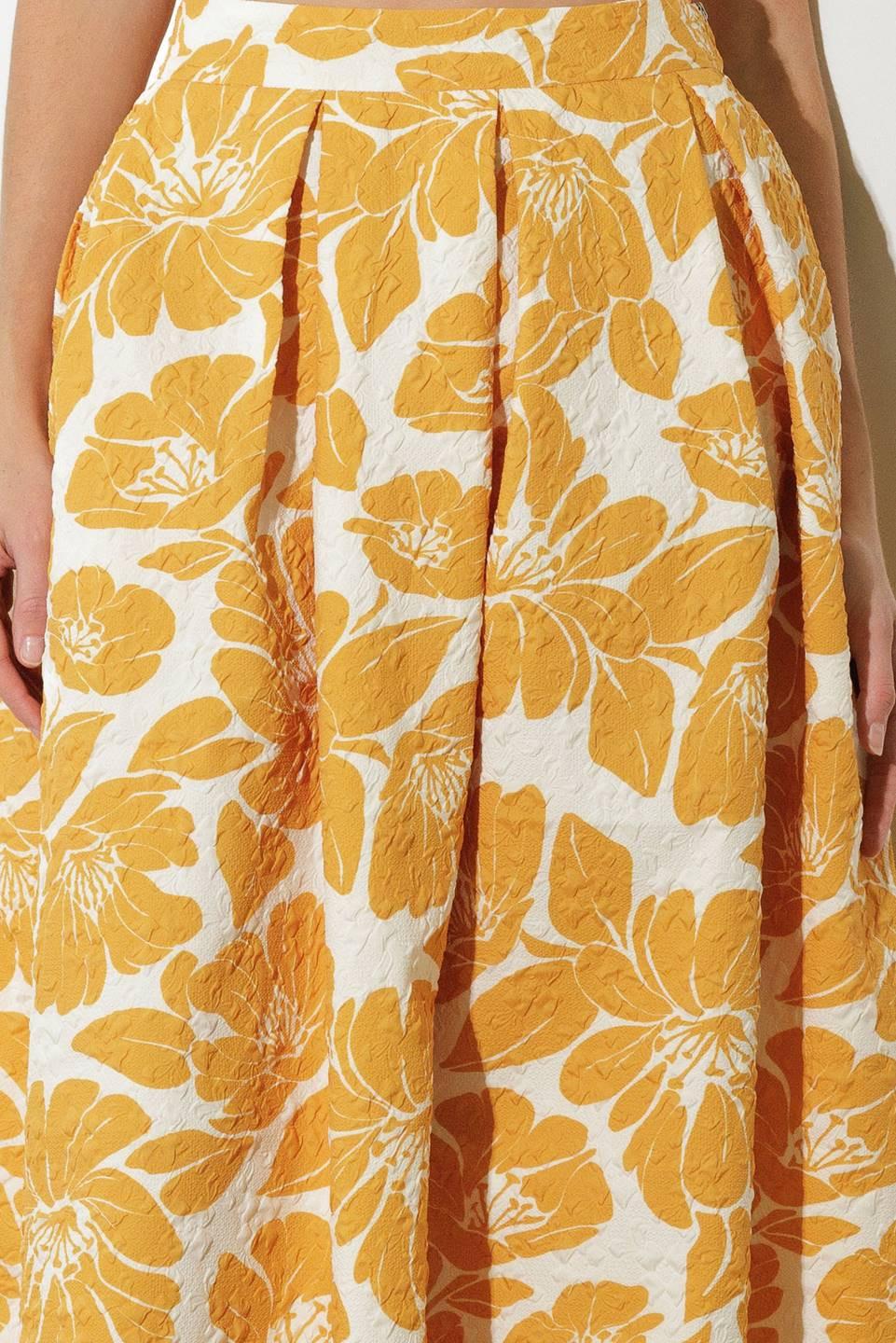 Plain Optimism Woven Midi Skirt in mustard, fabric swatch — Soul Flow Apparel
