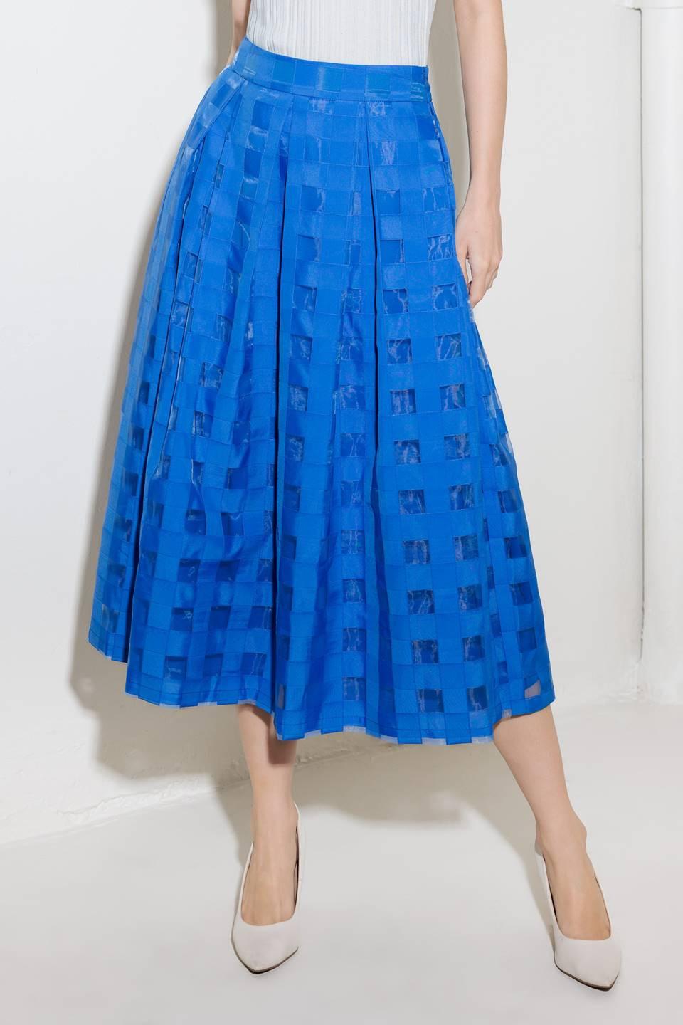 Live for Us Blue Organza Midi Skirt, view 3 — Soul Flow Apparel