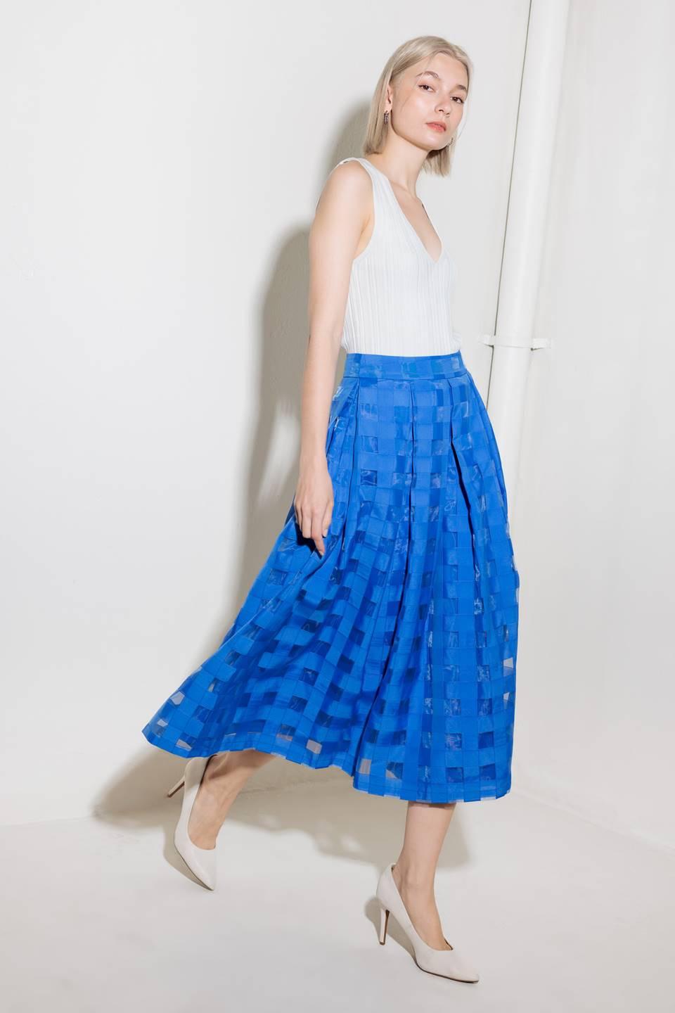 Live for Us Blue Organza Midi Skirt, view 5 — Soul Flow Apparel