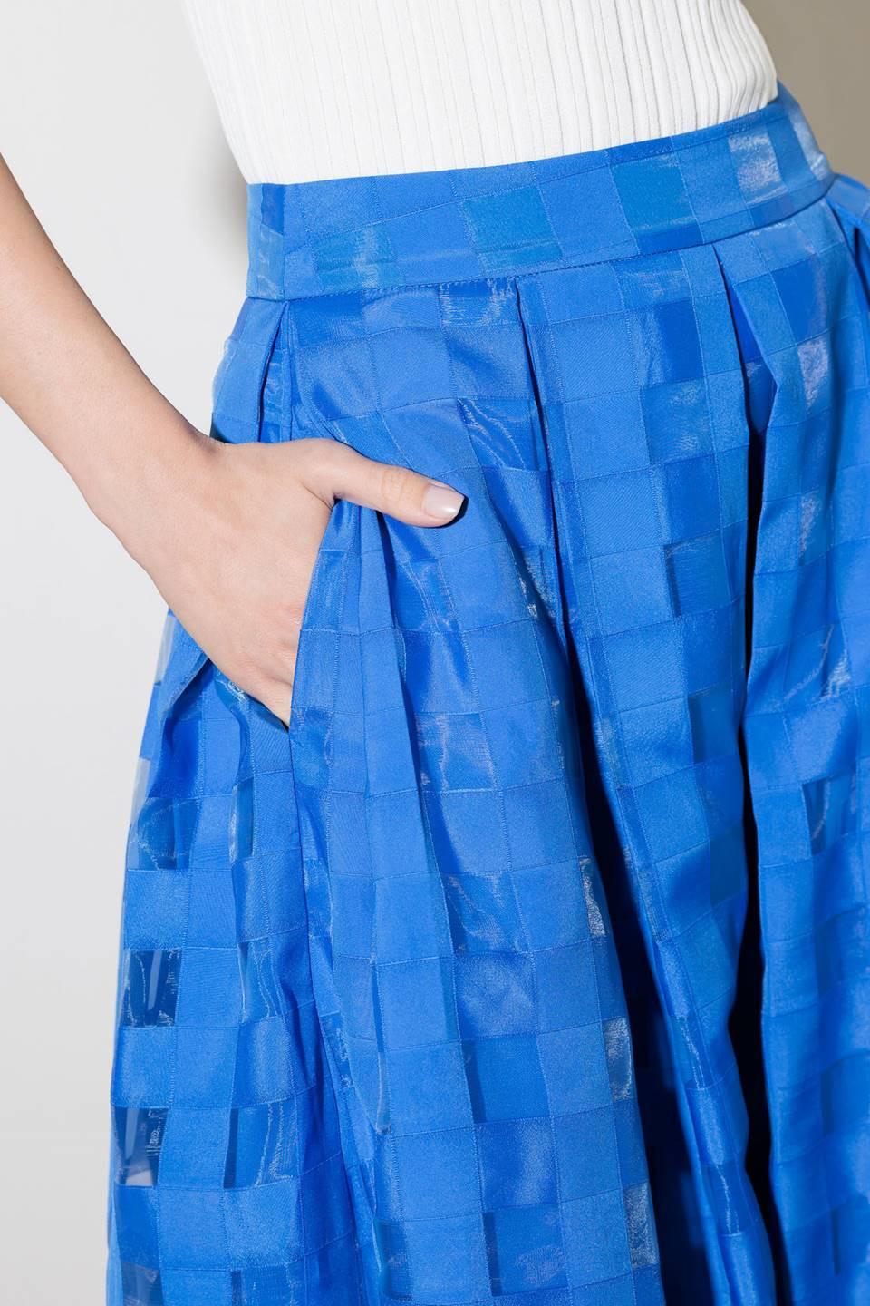 Live for Us Blue Organza Midi Skirt, view 6 — Soul Flow Apparel