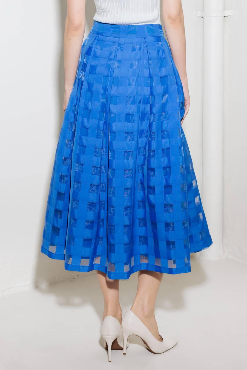 Live for Us Blue Organza Midi Skirt, view 7 — Soul Flow Apparel
